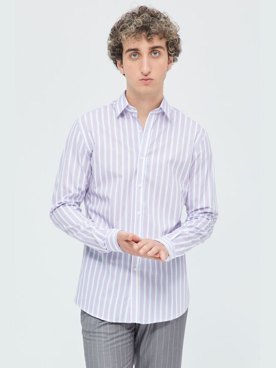 Aristoteli Bitsiani Men's Shirt Long Sleeve Striped Blue