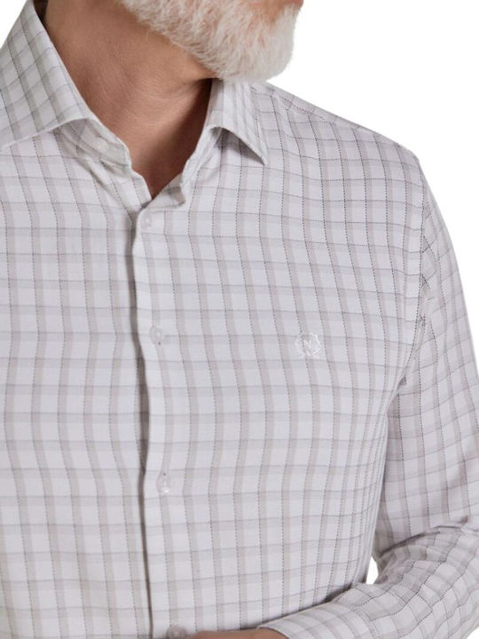 Μακρυμάνικo Πουκάμισο σε Κανονική Γραμμή Καρό Μπεζ