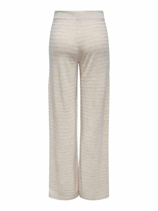 Only Women's Fabric Trousers in Wide Line Beige