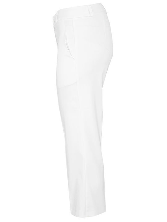 Damen Stoff Capri Hose in Schlank Passform Weiß