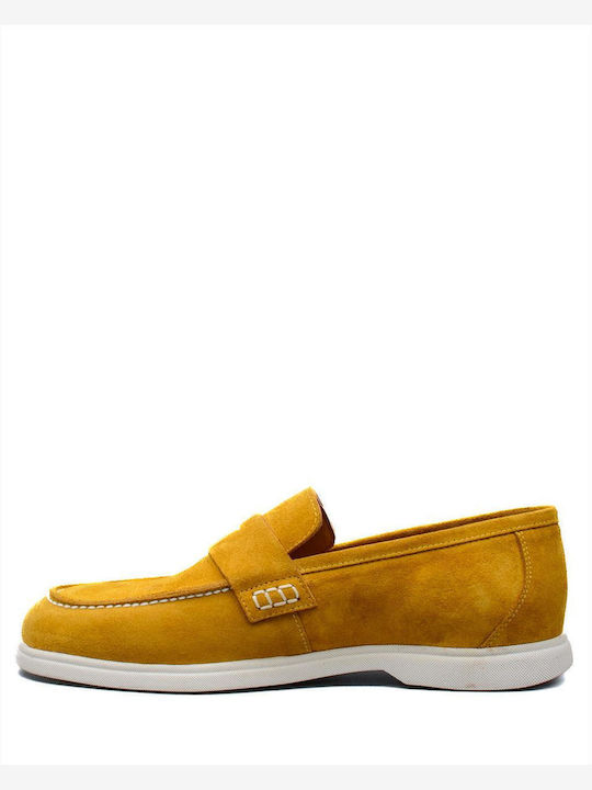 Δερμάτινα Ανδρικά Loafers σε Κίτρινο Χρώμα