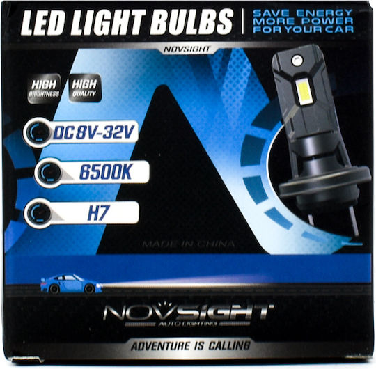 NovSight Lamps Car H7 LED 6500K Cold White 12V 60W 2pcs