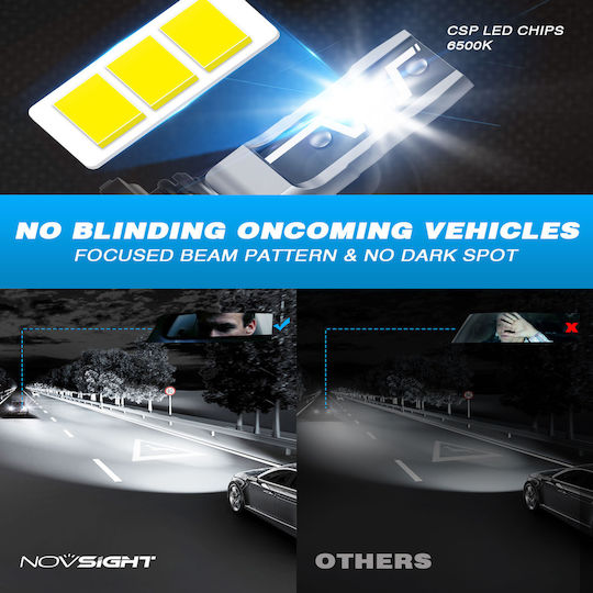 NovSight Lamps Car & Motorcycle H11 LED 6500K Cold White 12V 50W 2pcs
