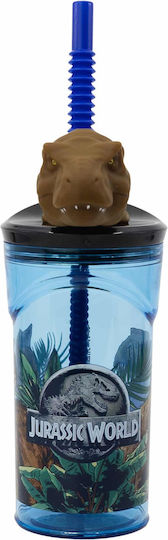 Gim Jurassic World Franchise Wasserbrille Kunststoff Blau mit Strohhalm 360ml