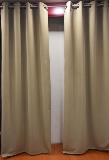 Decotelia Blackout Curtain with Grommets Beige 140x260cm