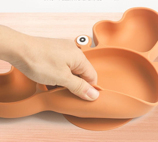 Queen Mother Baby Food Plate Crab made of Silicone Pink