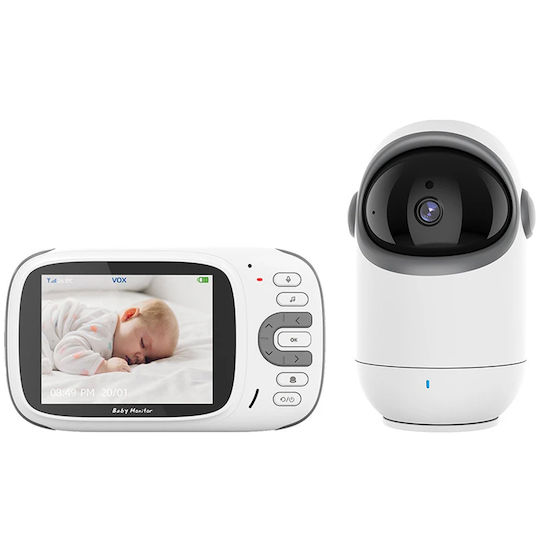 Techsuit Wireless Baby Monitor with Camera & Screen 3.2" , Two-way Communication & Lullabies