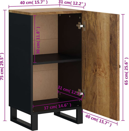 vidaXL Büroaufbewahrungsschrank aus Massivholz Natürlich 40x31x75cm