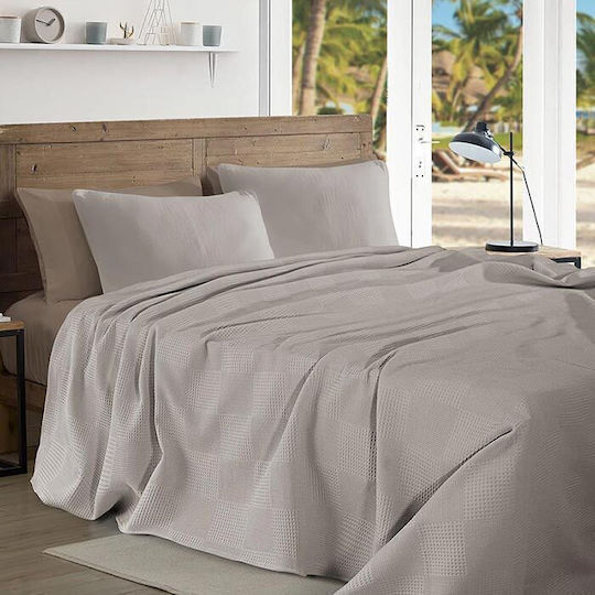 Cotton Linen Κουβέρτα Ξενοδοχείου Υπέρδιπλη Πικέ Μπεζ 240x260cm 5τμχ