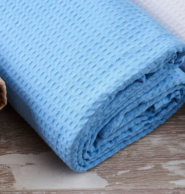 Blanc de Blanc Double Hotel Pique Blanket Light Blue 200x265cm