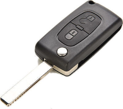 Foldable Car Key Shell with Blade with 2 Buttons for Peugeot