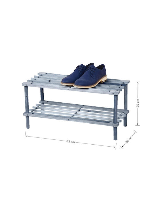 31544 Shoe Organizer with 2 Shelves Blue 63x26x29cm