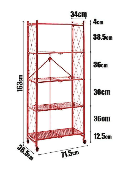 Metallic Shelving Unit With 5 Shelves