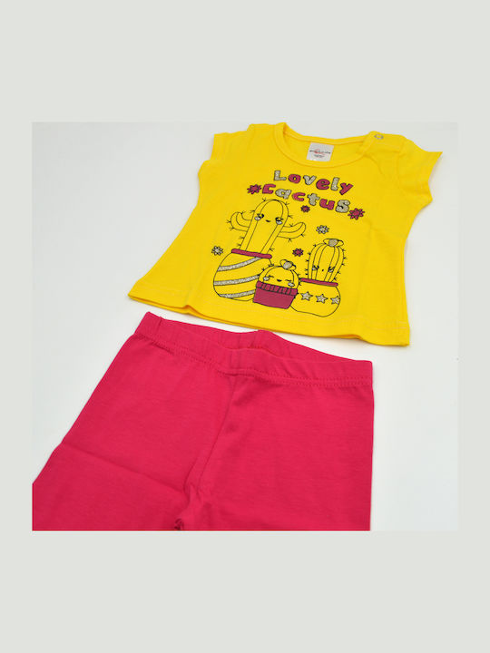 Kinder-Set mit Shorts Sommer 2Stück Gelb Lovely Cactus