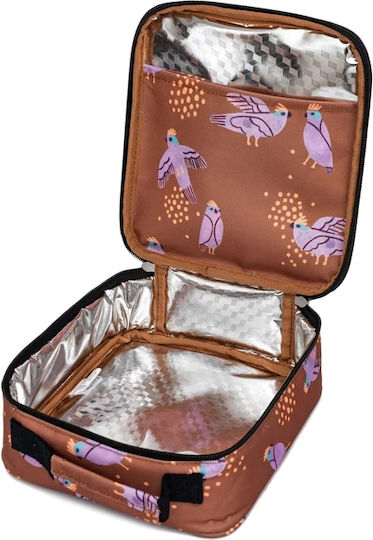 Petit Monkey Βirds of Paradise School Insulated Hand Lunch Bag Brown 20.5 x 7.5 x 21.5cm