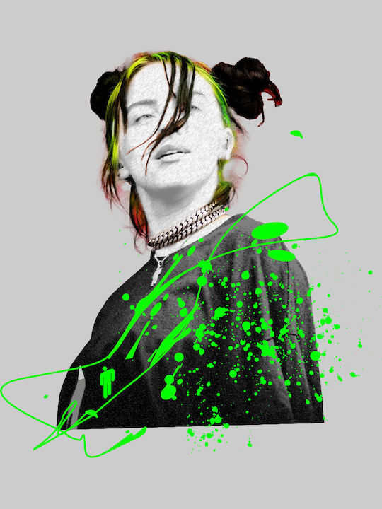TKT Plus W Φούτερ με Κουκούλα Billie Eilish Λευκό