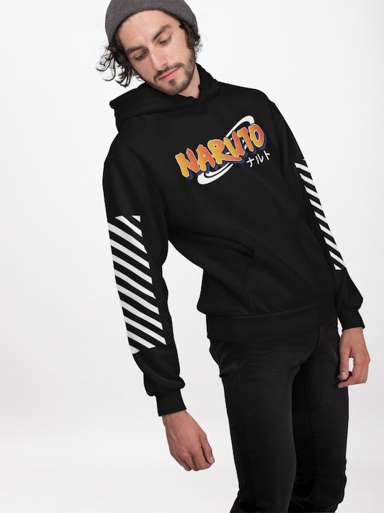T-shirt Studio UCHIHA Φούτερ με Κουκούλα Naruto Μαύρο