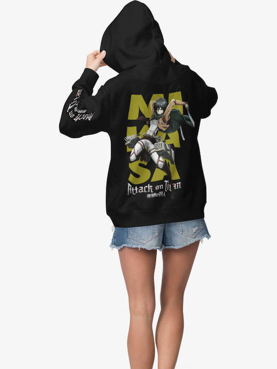 T-shirt Studio Attack on Titan Bedruckter Kapuzenpulli Schwarz
