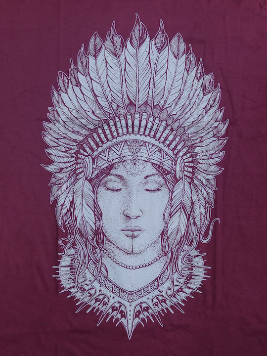 Mandala Damen T-shirt Burgundisch Baumwolle