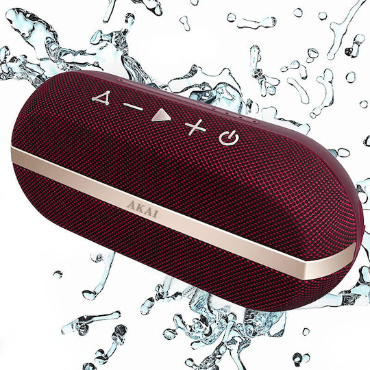 Akai Proffesional ABTSW-30R Αδιάβροχο Ηχείο Bluetooth 20W με Διάρκεια Μπαταρίας έως 15 ώρες Κόκκινο