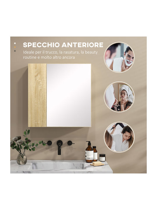 Kleankin Rectangular Bathroom Mirror made of Particle Board with Shelf & Cabinet 60x60cm