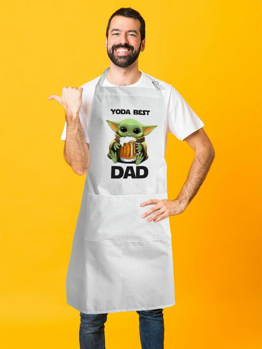 Koupakoupa Yoda Best Dad Küchenschürze Weiß KP_1793_APRON-BBQ-ADULT 1Stück