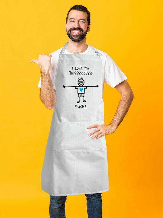 Koupakoupa Love you Küchenschürze Weiß KP_10843_APRON-BBQ-ADULT 1Stück