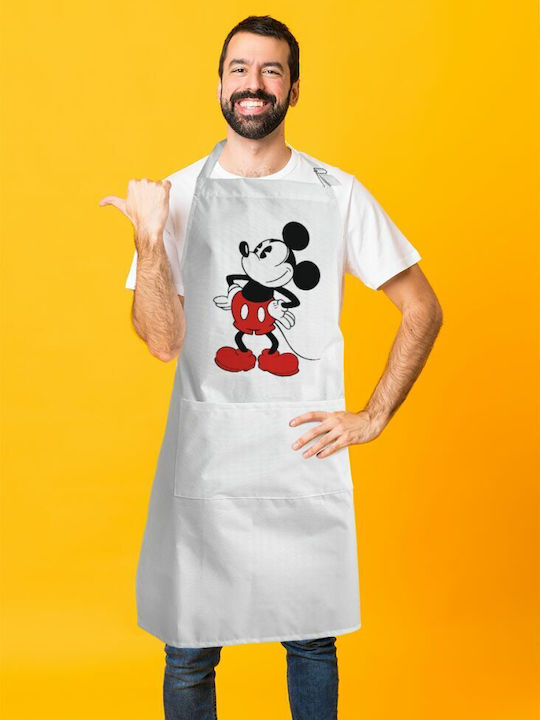 Koupakoupa Mickey Classic Ποδιά Κουζίνας Λευκή KP_3641_APRON-BBQ-ADULT