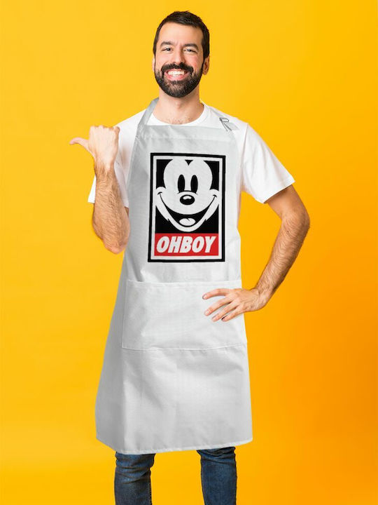 Koupakoupa Oh boy Ποδιά Κουζίνας Λευκή KP_2317_APRON-BBQ-ADULT