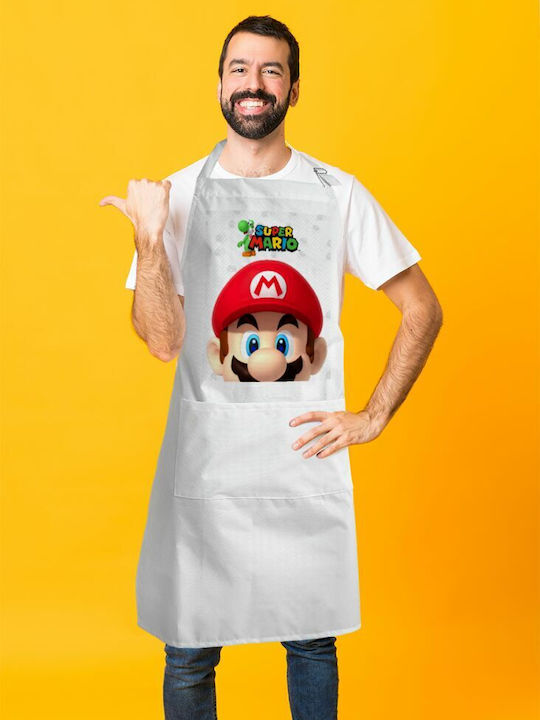 Koupakoupa Super mario Küchenschürze Weiß KP_1835_APRON-BBQ-ADULT 1Stück