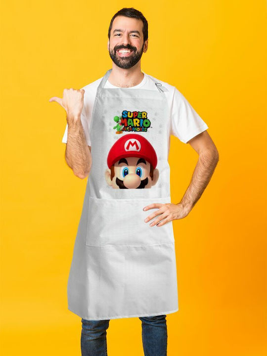 Koupakoupa Super mario head Küchenschürze Weiß KP_753_APRON-BBQ-ADULT 1Stück