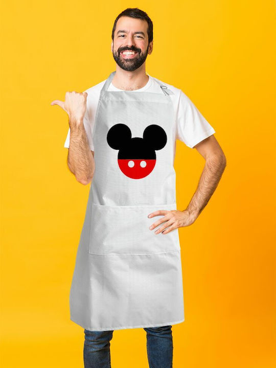 Koupakoupa Mickey head Ποδιά Κουζίνας Λευκή KP_3642_APRON-BBQ-ADULT