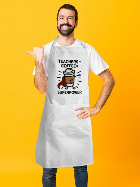 Koupakoupa Teacher Coffee Super Küchenschürze Weiß KP_735_APRON-BBQ-ADULT 1Stück