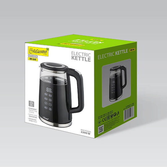 Maestro Βραστήρας 1.7lt 2200W Μαύρος