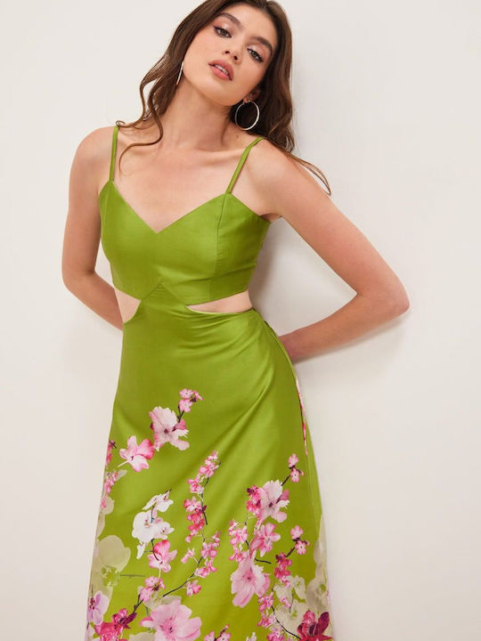 Damenkleid Sommer Maxi Satin Grün