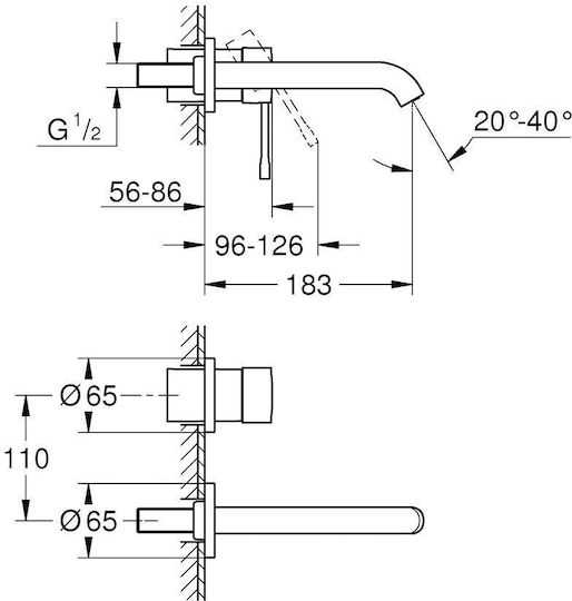 Grohe Essence Built-in Mixer & Spout Set for for Bathroom Sink 1 Exit