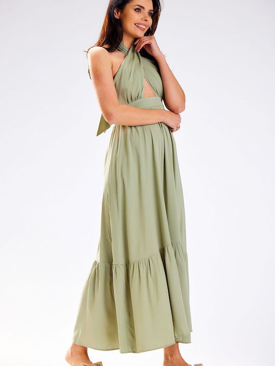 Awama Summer Maxi Evening Dress Green