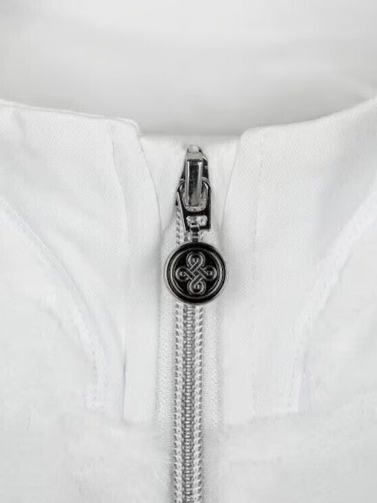 Skathi Fleece Γυναικεία Ζακέτα σε Λευκό Χρώμα