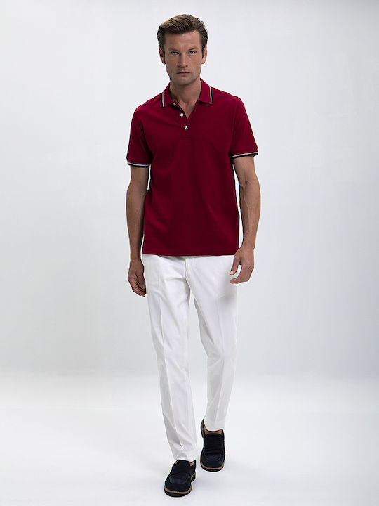 Kaiserhoff Men's Athletic Short Sleeve Blouse Polo Burgundy