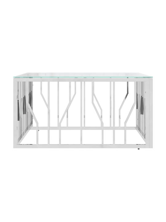 Square Central Glass Coffee Table Silver M80xW80xH40cm
