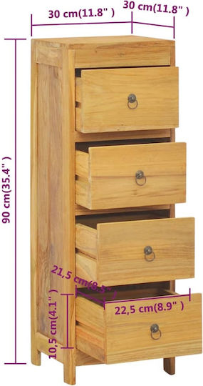Sertar de depozitare din lemn masiv L30xW30xH90buc