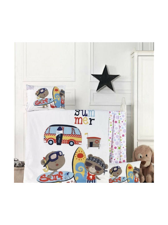 Rythmos Set Copertă de Pătuț cu Față de Pernă Surf Albă 100x150cm.