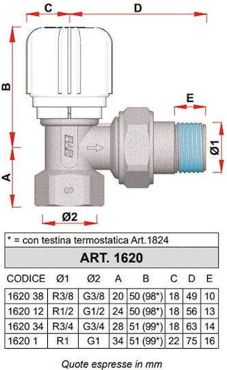 Icma Vana / Comutator Colțar 1/2"