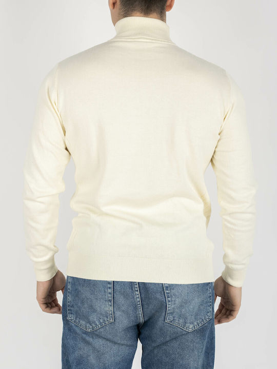 Monte Napoleone Men's Long Sleeve Sweater Turtleneck Beige