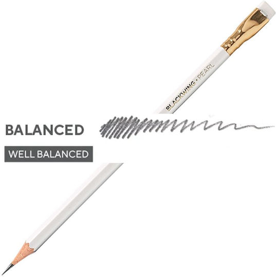 Blackwing Σετ 12 Μολύβια Μέτρια με Γόμα Λευκά