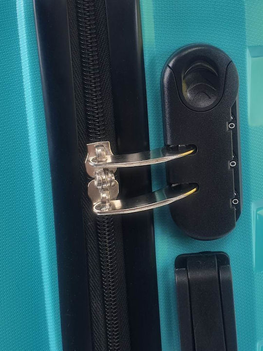 Seagull Large Hard Light Blue Suitcase with 4 Wheels Height 75cm