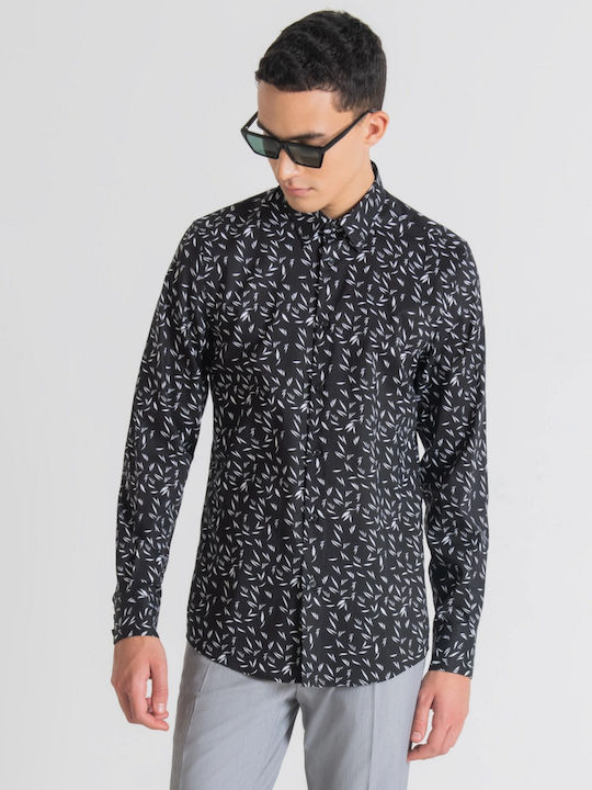 Long-sleeved Cotton Shirt Navy Blue