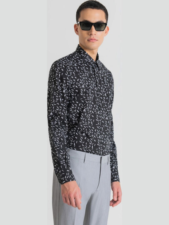 Long-sleeved Cotton Shirt Navy Blue