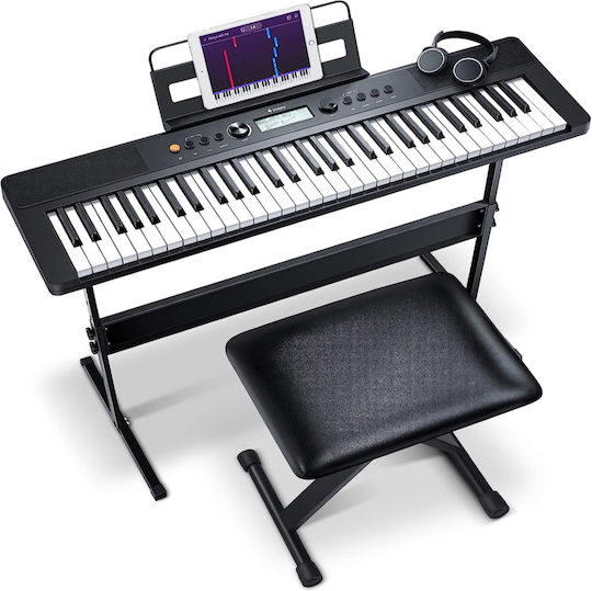 Donner Keyboard EC-3095 with 61 Keys Standard Touch with Stand, Headphones, Stool and Music Stand Black Stand / Bench / Headphones Set