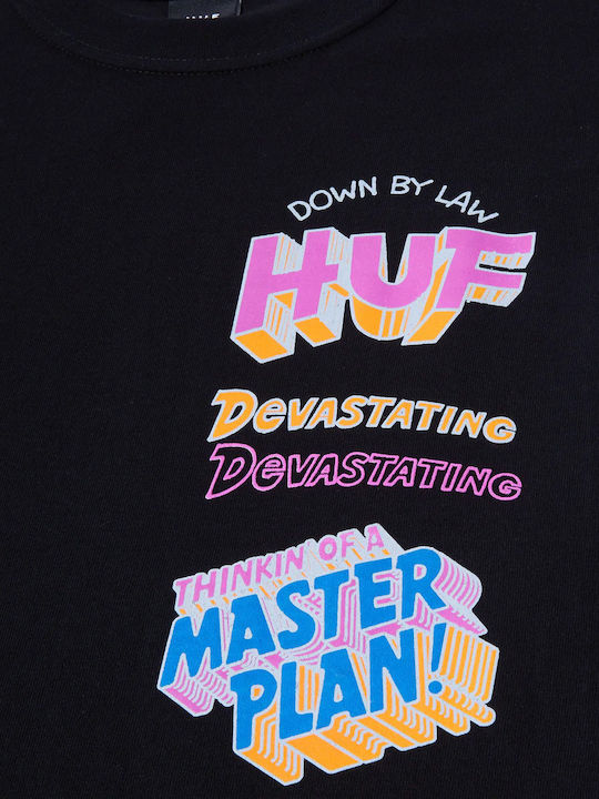 HUF Master Plan T-shirt Bărbătesc cu Mânecă Scurtă Negru